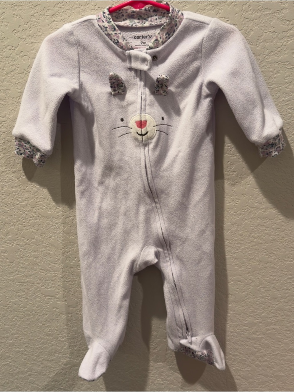 Carter's Lavender Bunny Footed One-Piece Pajamas